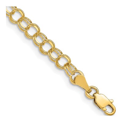 14K Yellow Gold Double Link Charm Bracelet