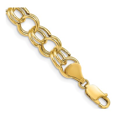 14K Yellow Gold Double Link Charm Bracelet