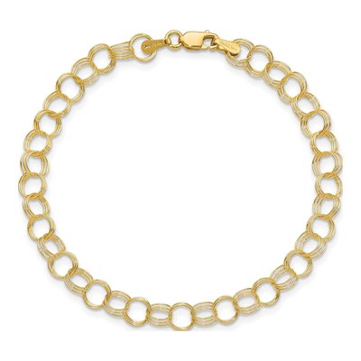 14K Yellow Gold Triple Link Charm Bracelet – view 4