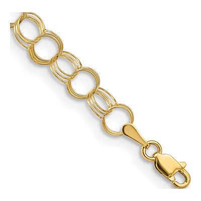 14K Yellow Gold Triple Link Charm Bracelet