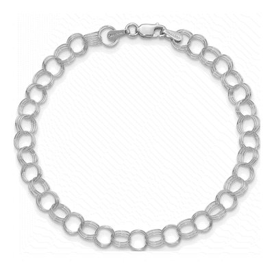 14K White Gold Triple Link Charm Bracelet – view 3