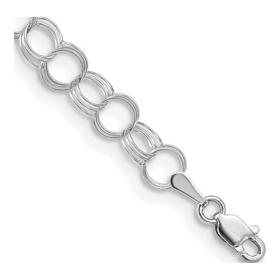 14K White Gold Triple Link Charm Bracelet