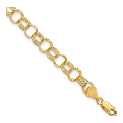 14K Yellow Gold Triple Link Charm Bracelet