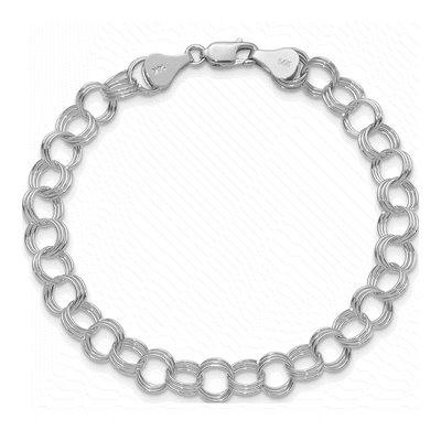 14K White Gold Triple Link Charm Bracelet – view 4
