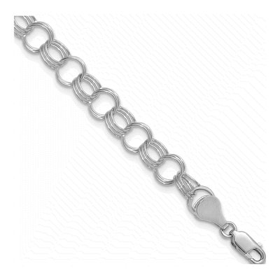 14K White Gold Triple Link Charm Bracelet