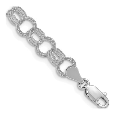 14K White Gold Triple Link Charm Bracelet