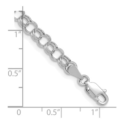14K White Gold Hollow Link Charm Bracelet – view 4
