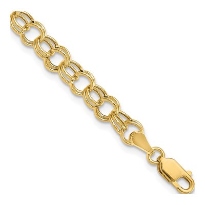 14K Yellow Gold Hollow Link Charm Bracelet
