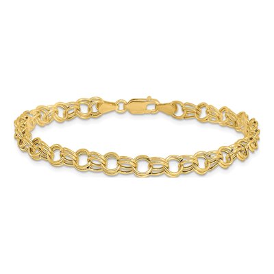 14K Yellow Gold Hollow Charm Bracelet – view 4