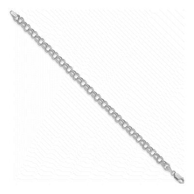 14K White Gold Hollow Double Link Charm Bracelet – view 3