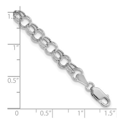 14K White Gold Hollow Double Link Charm Bracelet – view 6