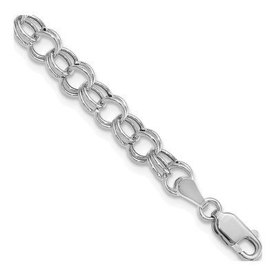 14K White Gold Hollow Charm Bracelet