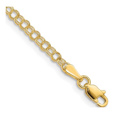 14K Yellow Gold 3mm Double Cable Chain Anklet