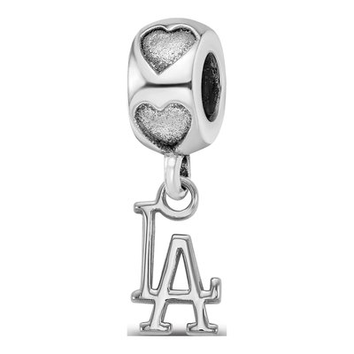 Los Angeles Dodgers Sterling Silver LA Heart Bead