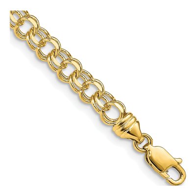 14K Yellow Gold Double Link Charm Bracelet
