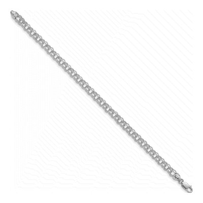 14K White Gold Diamond-Cut Double Link Charm Bracelet – view 3