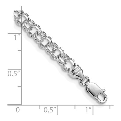 14K White Gold Diamond-Cut Double Link Charm Bracelet – view 4