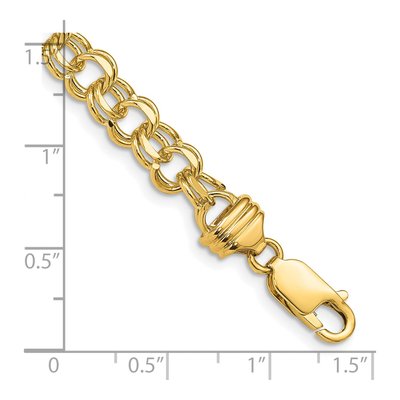 14K Yellow Gold Diamond-Cut Double Link Charm Bracelet – view 4