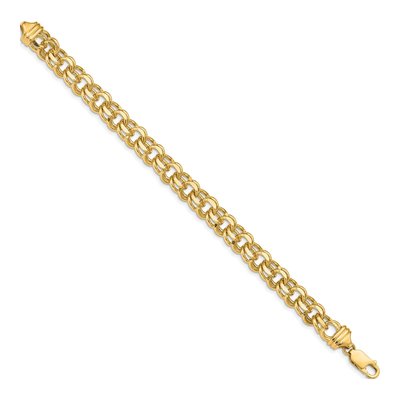 14K Gold Diamond-Cut Double Link Bracelet, 7 in – view 3
