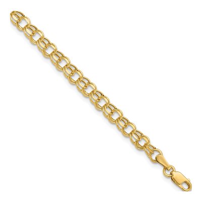 14K Yellow Gold Hollow Diamond-Cut Charm Bracelet