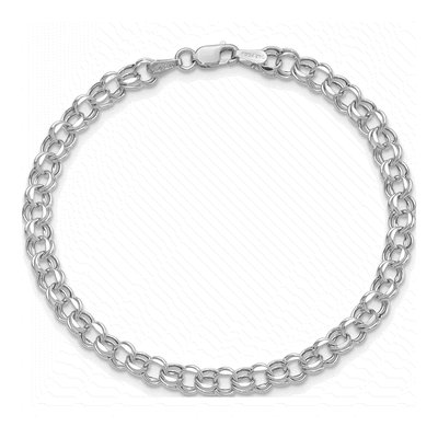 14K White Gold Diamond-Cut Charm Bracelet – view 4