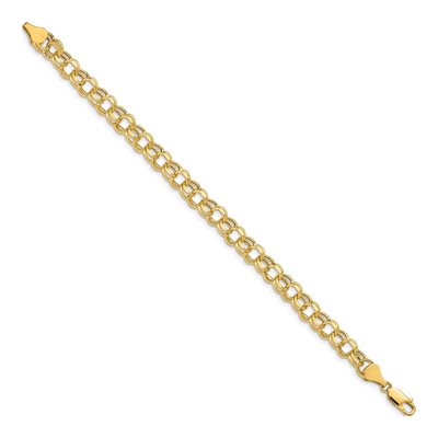 14K Yellow Gold Diamond-Cut Double Link Charm Bracelet – view 3