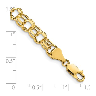 14K Yellow Gold Diamond-Cut Double Link Charm Bracelet – view 4