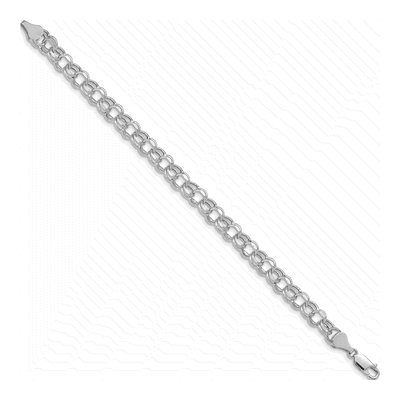 14K White Gold Diamond-Cut Double Link Charm Bracelet – view 3