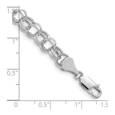 14K White Gold Diamond-Cut Double Link Charm Bracelet – view 4