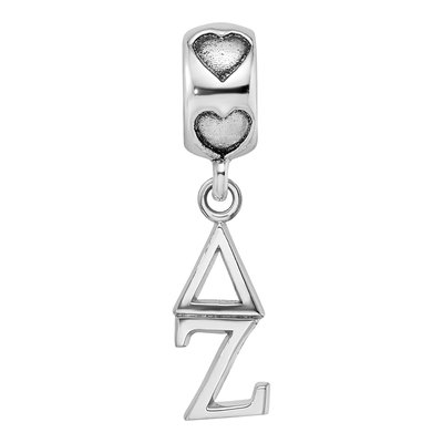 Delta Zeta Sterling Silver Vertical Letters Heart Bead – view 4