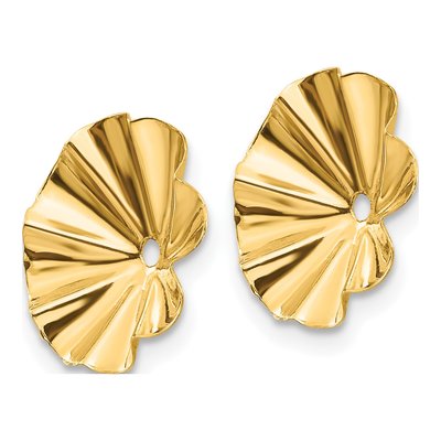 14K Yellow Gold Fluted Earring Jackets – view 4