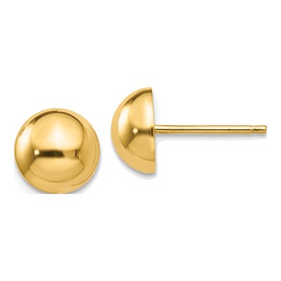 14K Yellow Gold Half Ball Stud Earrings