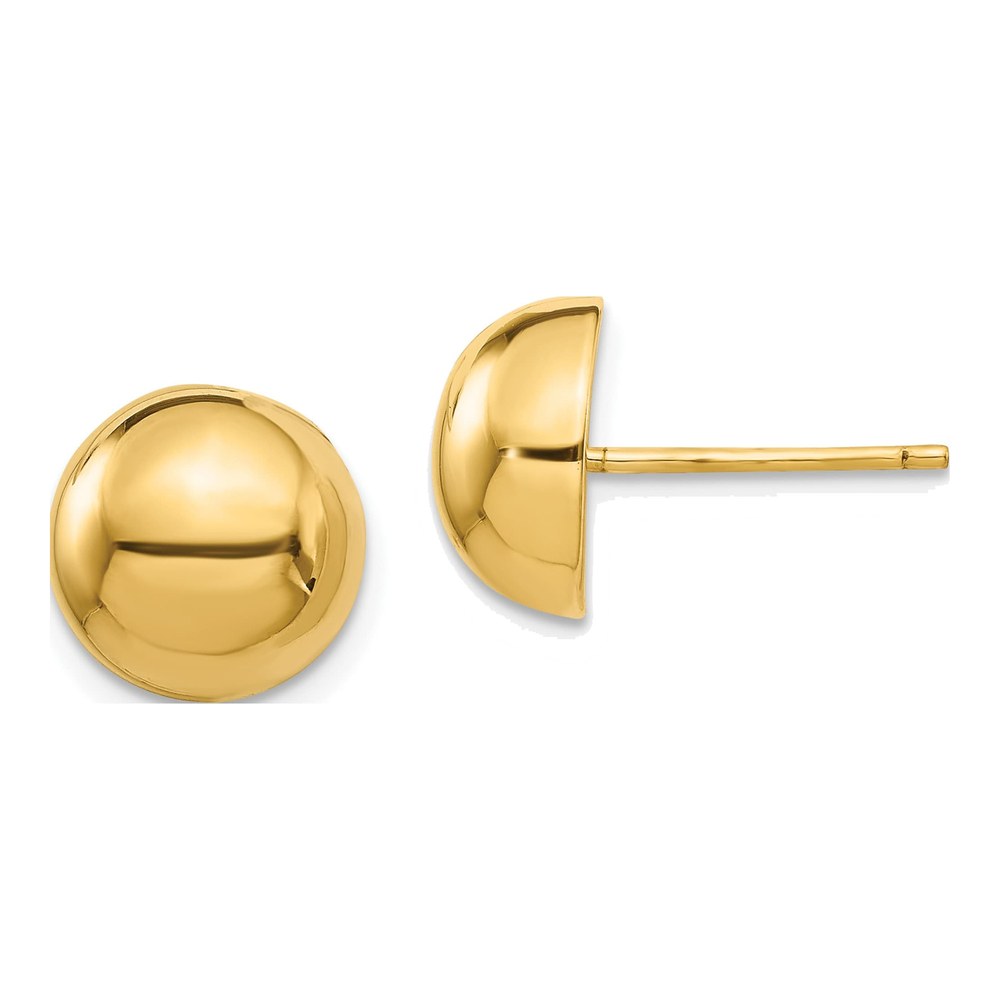 14K Yellow Gold 10mm Half Ball Button Earrings