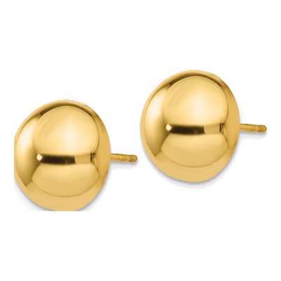 14K Yellow Gold Half Ball Button Stud Earrings – view 3