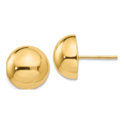 14K Yellow Gold Half Ball Button Stud Earrings