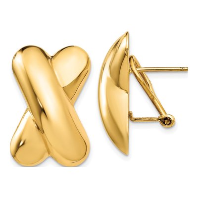 14K Yellow Gold Button Stud Earrings