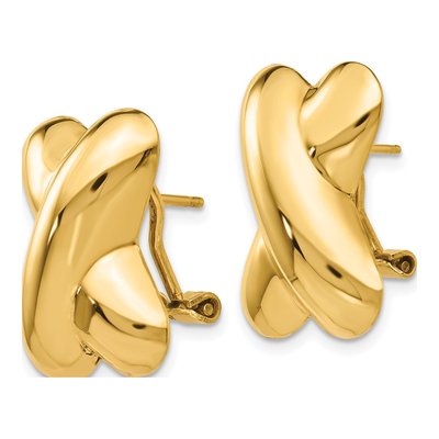 14K Yellow Gold Omega Back Stud Earrings – view 2