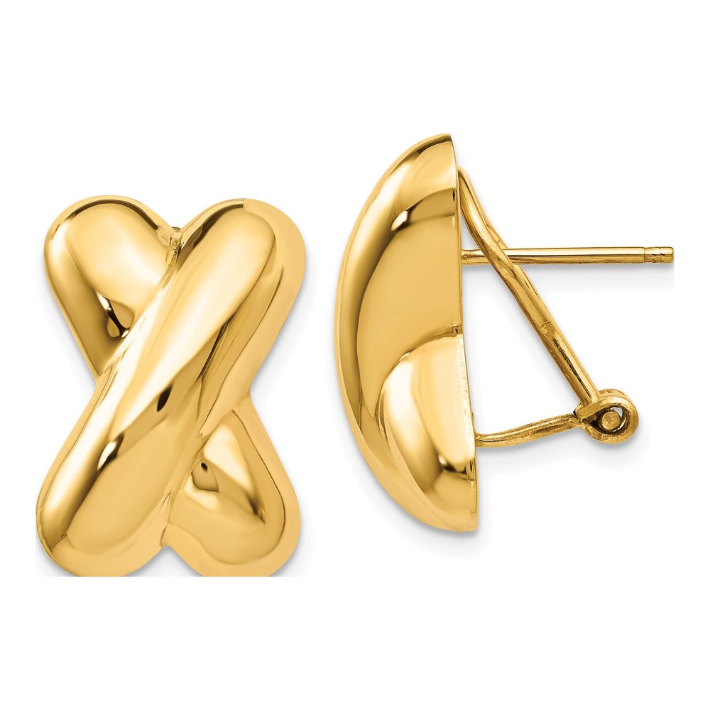 14K Yellow Gold Omega Back Stud Earrings