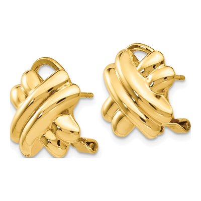 14K Yellow Gold Omega Back Stud Earrings – view 3