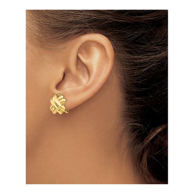 14K Yellow Gold Omega Back Stud Earrings – view 4