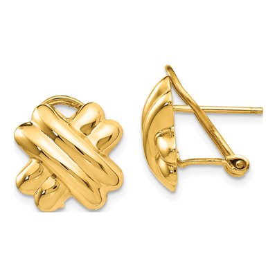 14K Yellow Gold Omega Back Stud Earrings
