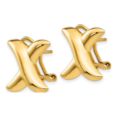14K Yellow Gold Design Omega Back Stud Earrings – view 3