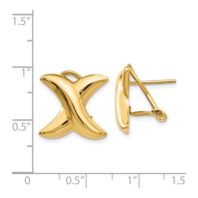 14K Yellow Gold Design Omega Back Stud Earrings – view 5