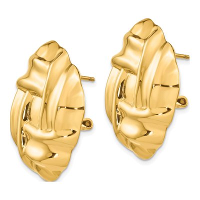 14K Yellow Gold Fancy Omega Back Stud Earrings – view 3