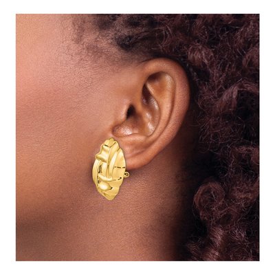 14K Yellow Gold Fancy Omega Back Stud Earrings – view 4