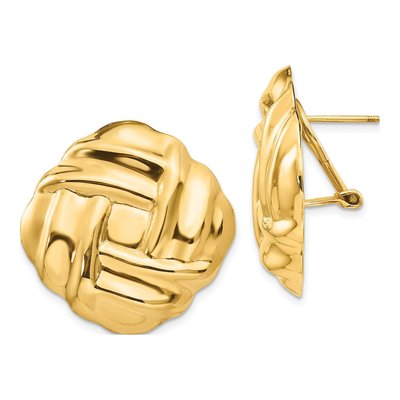 14K Yellow Gold Fancy Omega Back Stud Earrings