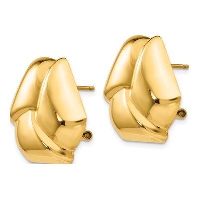 14K Yellow Gold Knot Omega Back Stud Earrings – view 3