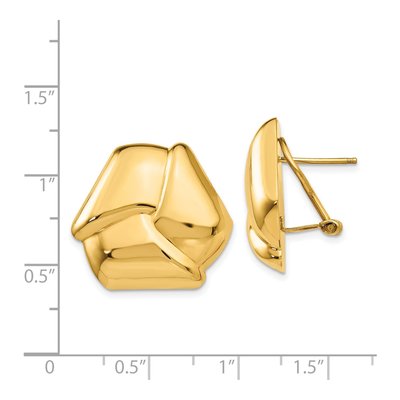 14K Yellow Gold Knot Omega Back Stud Earrings – view 5