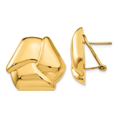 14K Yellow Gold Knot Omega Back Stud Earrings