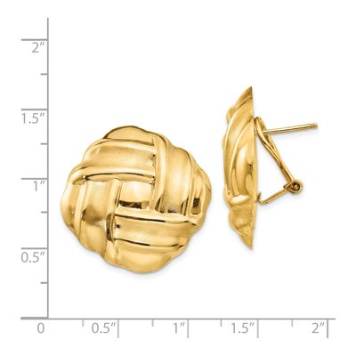 14K Yellow Gold Woven Omega Back Button Stud Earrings – view 4